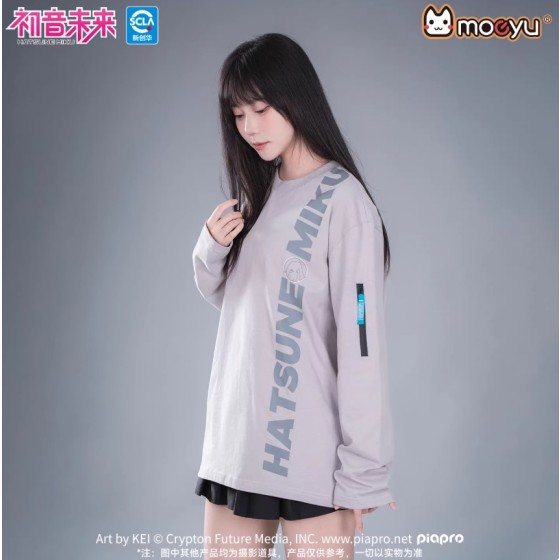 Moeyu Hatsune Miku Autumn Long Sleeve T-Shirt - Loose Fit Neon Electronic Base Layer